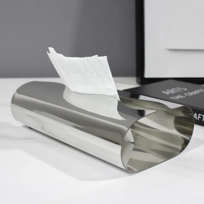Modern light luxury stainless steel tissue box, restaurant hotel tabletop ornament, cabinet setting table
