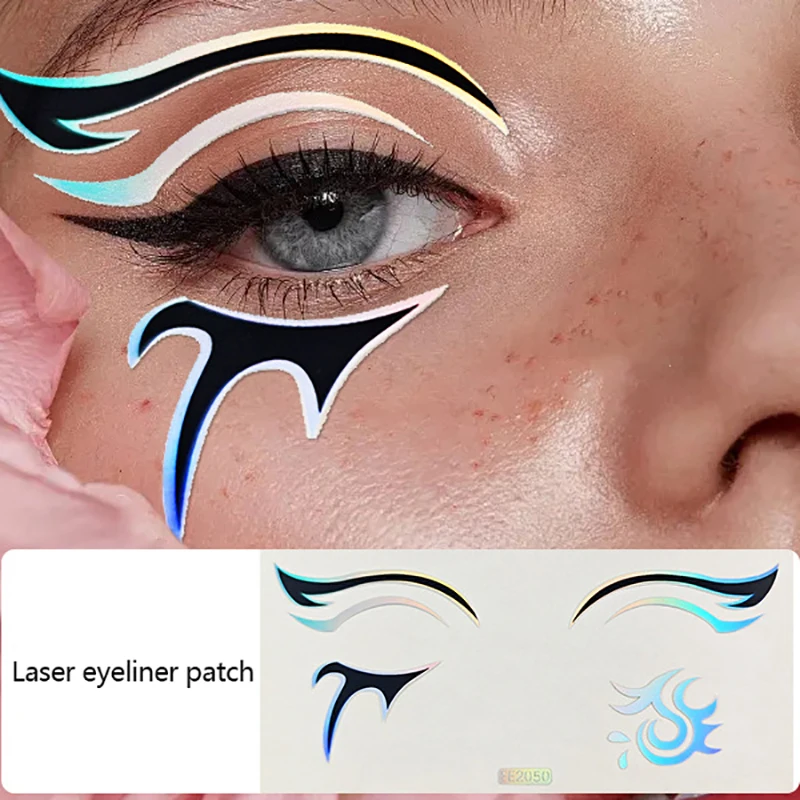 Kolorowe naklejki do makijażu oczu Laserowy eyeliner Eyebrows Face Art Naklejki Naklejki Halloween Nowy Rok Festiwal Dekoracje imprezowe