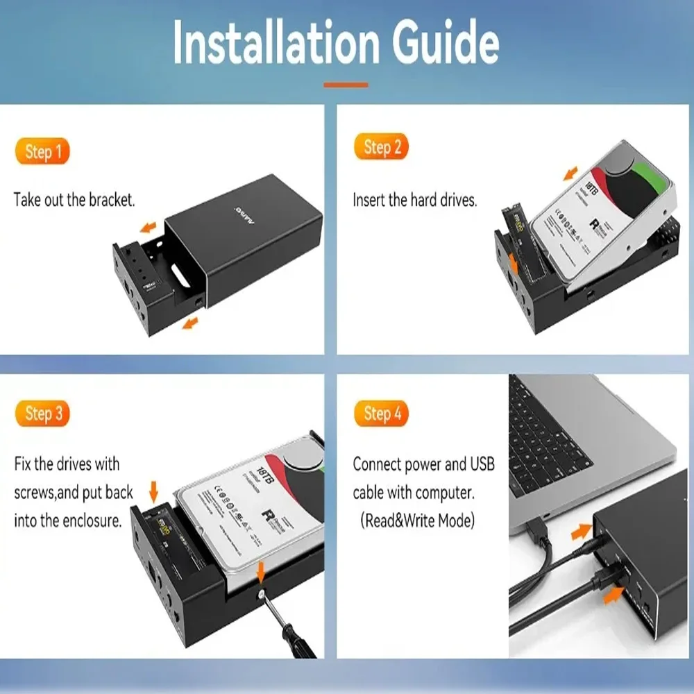 Imagem -06 - Maiwo-dual Bay Docking Station Nvme Case Hdd Sata Nvme Docking Station Gabinete Clone Offline Max 10gbps 22tb Hdd Sdd Box