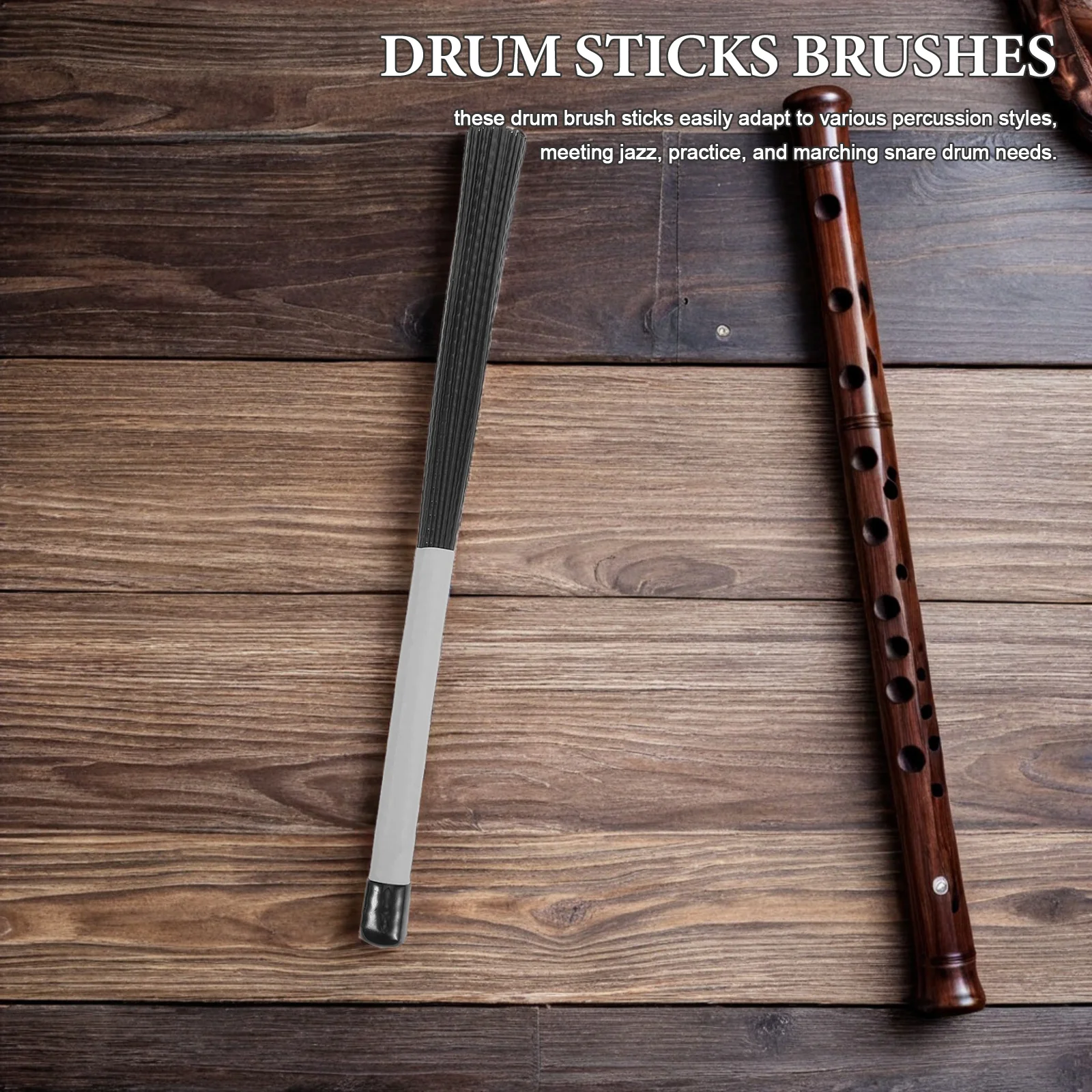 

1Pair Drum Brushes Jazz - High Resilience Nylon Drumsticks for Snare Cajon Box Drums - Gray Handle Head Percussion