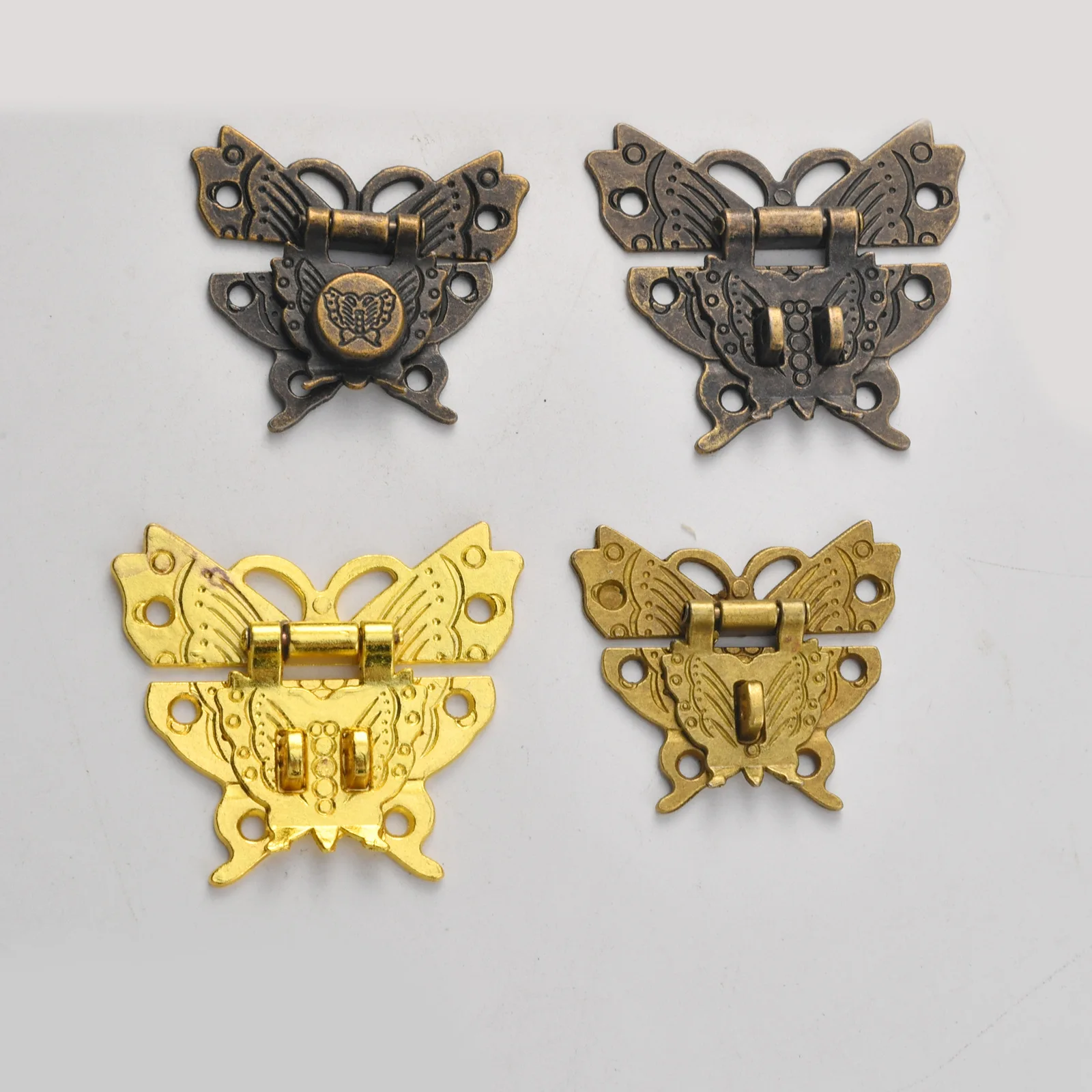 Retro new Chinese home improvement building materials antique wooden box butterfly suitable for box buckle alloy lock wooden box