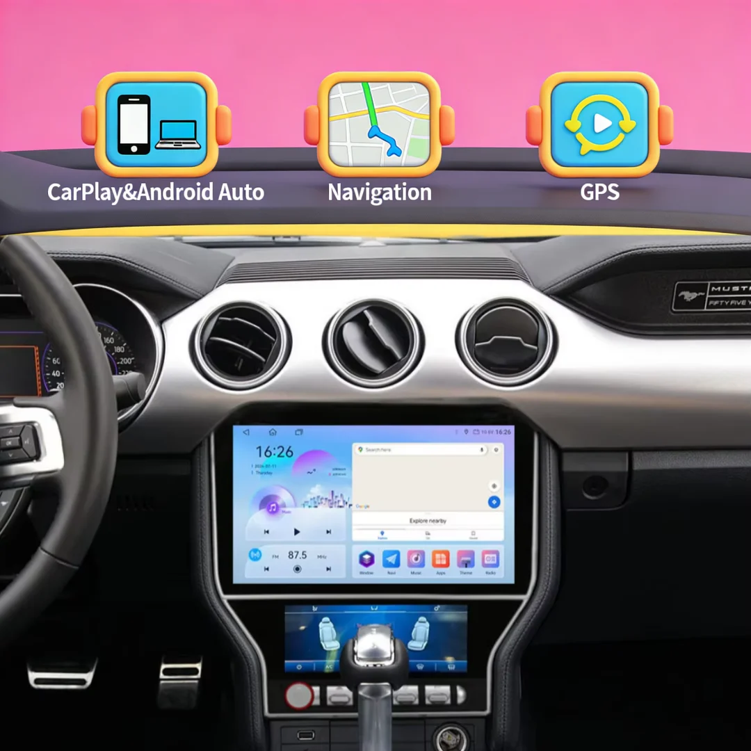 

11,5-дюймовый экран с интеллектуальными системами Android для Ford Mustang 2015-2020, мультимедийный проигрыватель с CarPlay, автомобильная магнитола, 2DIN головное устройство.
