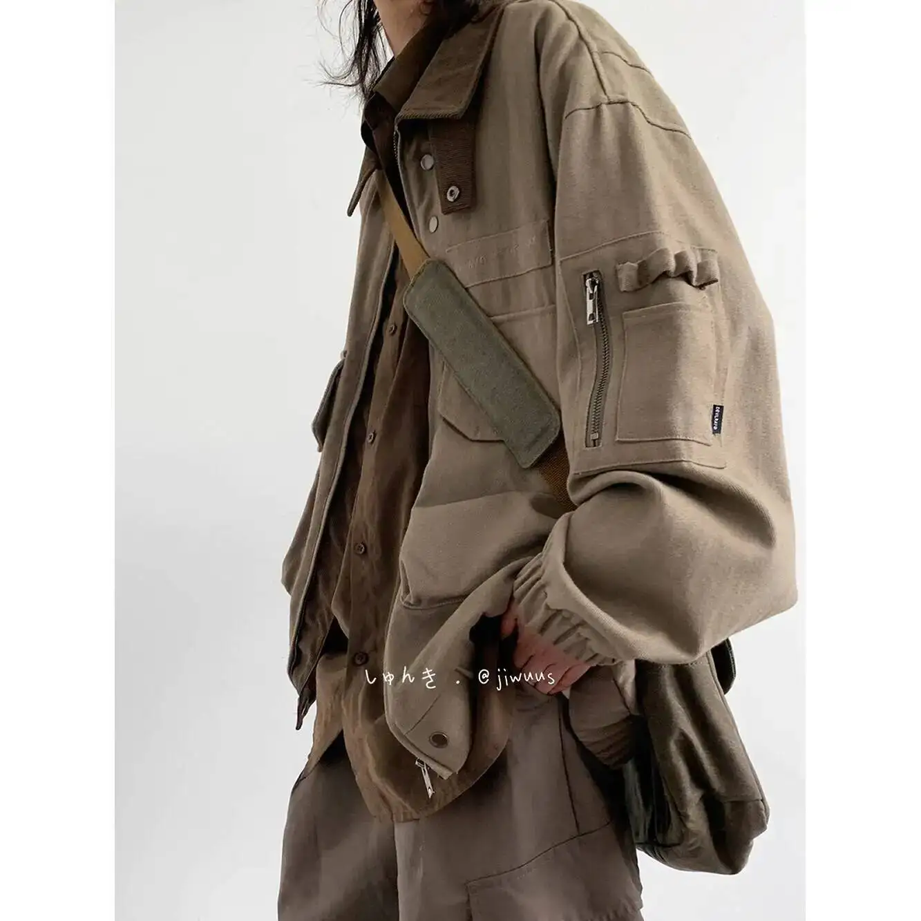 

Man Jacket Spring Autumn Loose Cargo Jacket Japanese Vintage Multi-Pocket, Unisex Streetwear, Stylish Versatile Casual Coat