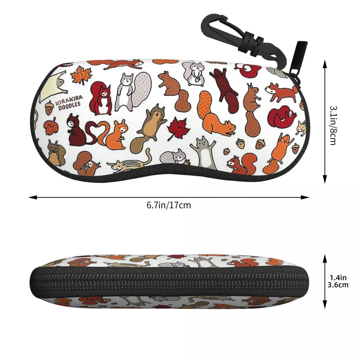 秋のリス落書きシェルメガネケースプロテクターサングラスボックス女性男性ソフト眼鏡バッグポーチ