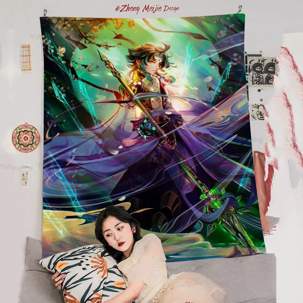 

Genshin Impact Anime Printed Large Wall Tapestry Art Science Fiction Room Home Decor Decor Blanket