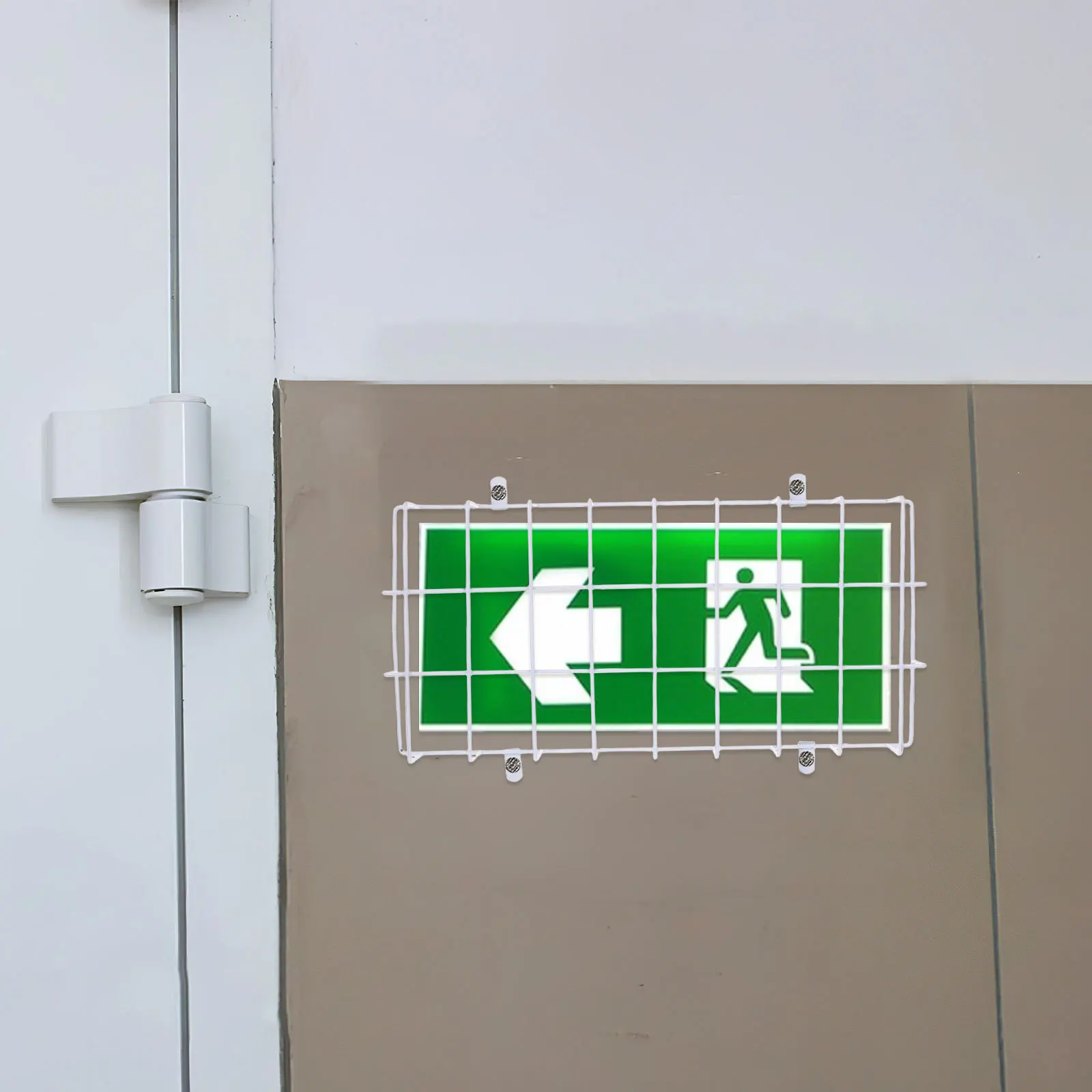 

Exit Sign Protective Cage Iron Wire Mesh Guard For Emergency Light Wall Mount Commercial Gym School Office Cinema Mall Sports
