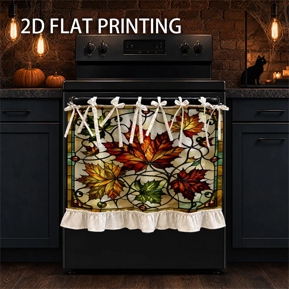 1PC kitchen stove curtain, cabinet curtain and apron. Features a 2D graphic design featuring a stained glass pattern style desig