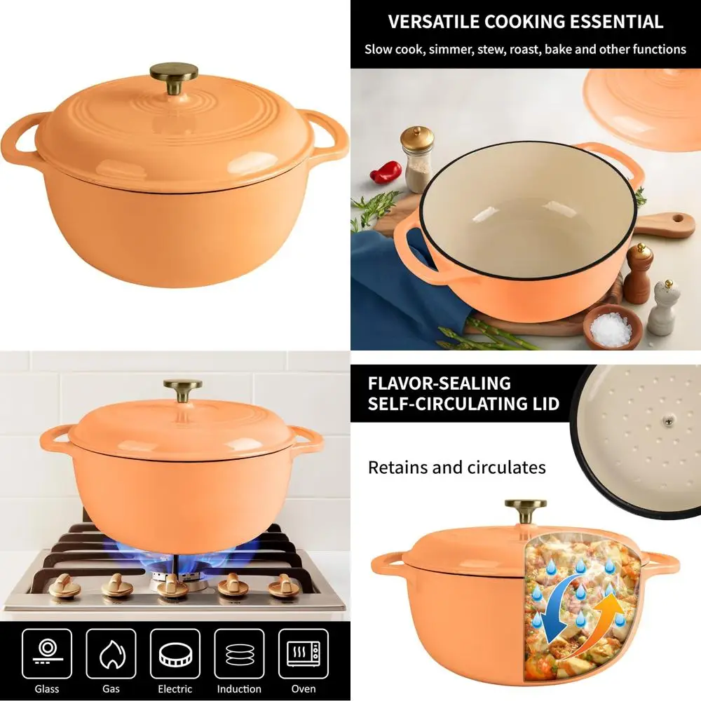 

Чугунная голландская духовка с антипригарным покрытием для выпечки хлеба — 2-литровая овальная форма для буханки с крышкой, идеально подходит для закваски и дрожжей