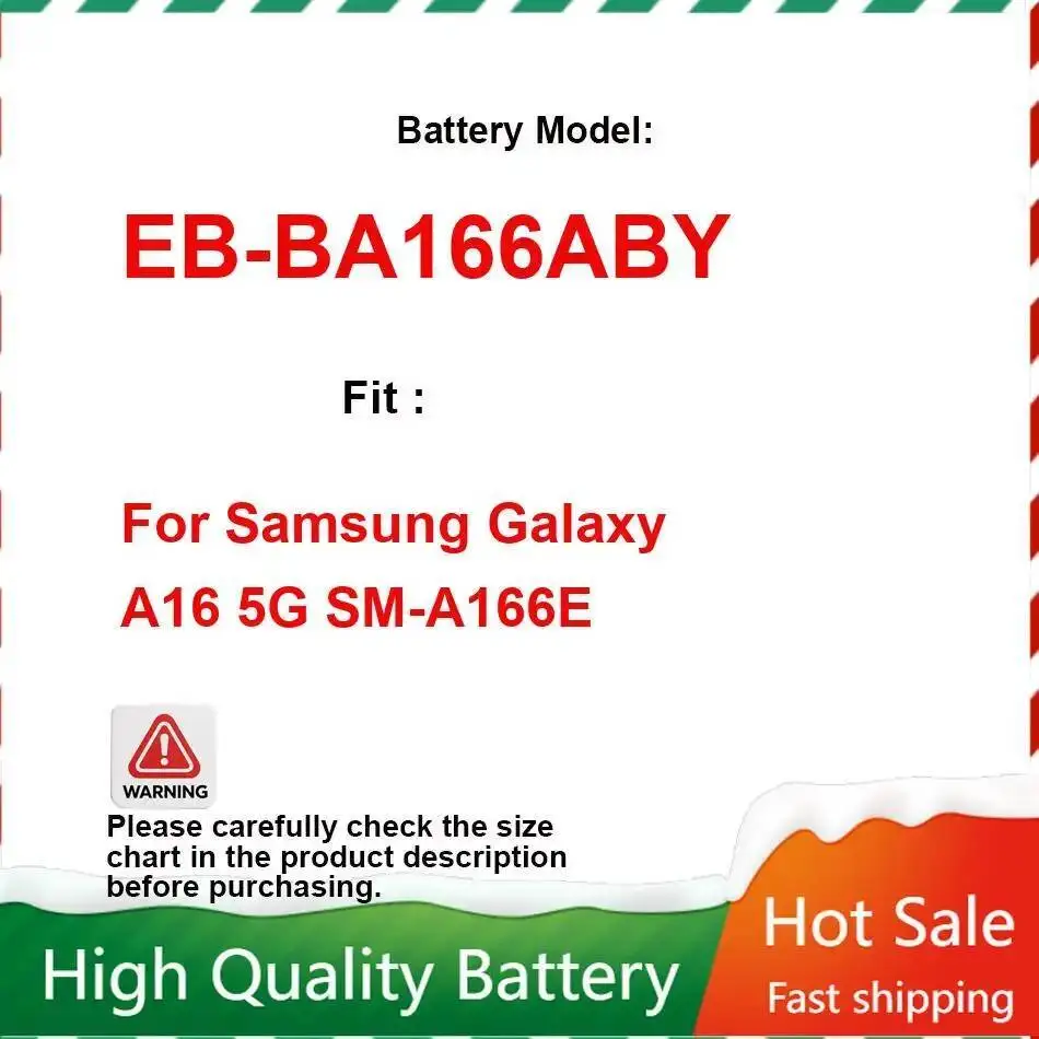 

For Samsung Galaxy A16 5G SM-A166E Reliable Replacement 5000Mah EB-BA166ABY High-Performance Mobile Phone Battery