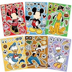 8/16Sheets Children DIY Puzzle Stickers Disney Micke Make-a-Face Funny Assemble Jigsaw Cartoon Sticker Kids Educational Toys