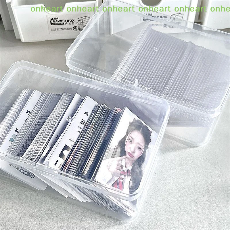 [C]Korean Transparent Storage Box Card Photocard Storage Box Photo Card Organizer Classification Flip Box