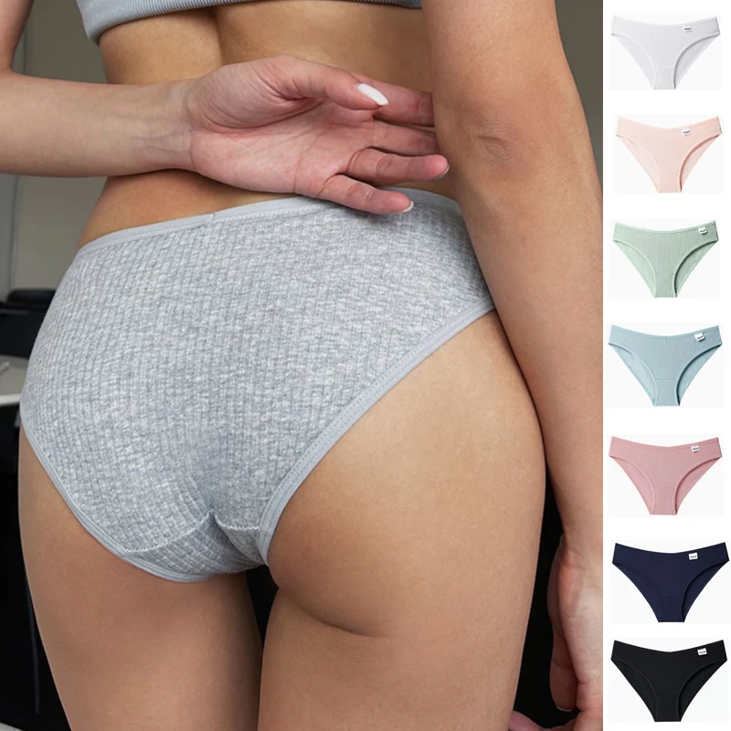3 Stück reine Baumwollhöschen für Damen, sexy Dessous, weibliche Basic-Slips mit mittlerer Taille, weiche, bequeme Unterhosen für Mädchen, mehrfarbige Unterwäsche