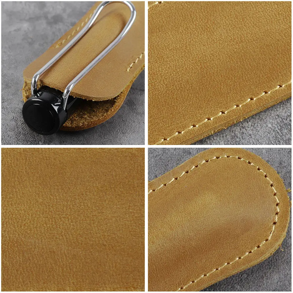 Camel Color Pen Pouch Large Size Handmade Pencil Case Retro Style for Fountain Rollerball Ballpoint Pen Holder