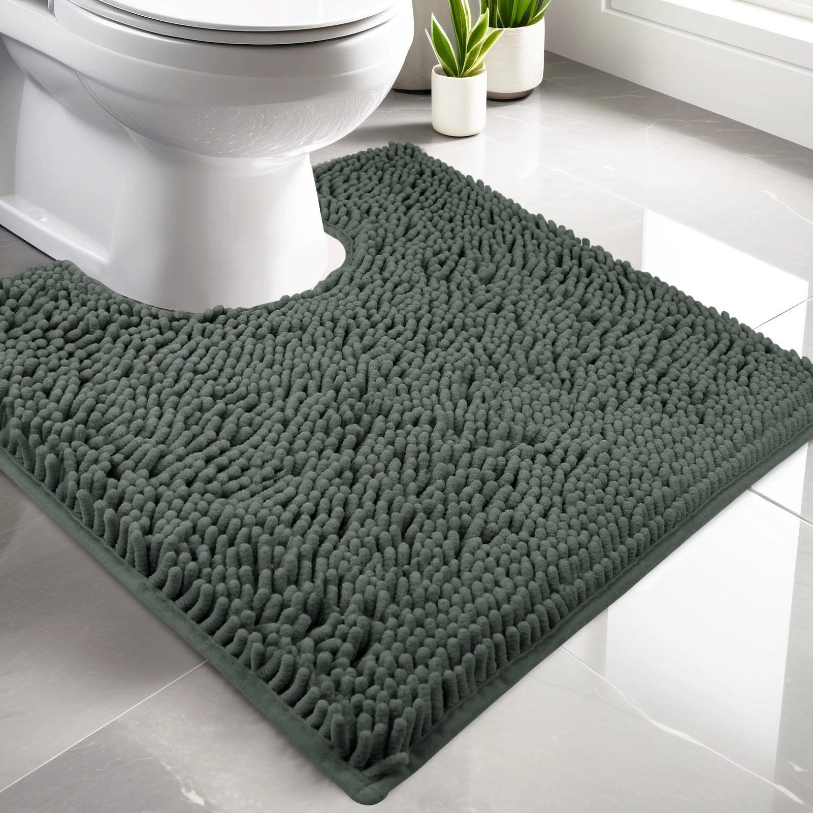Super Absorbent Microfiber Toilet Foot Mat 50x50CM U-shaped Chenille Closestool Mat Bathroom Water Absorption Anti-skid Bath Pad