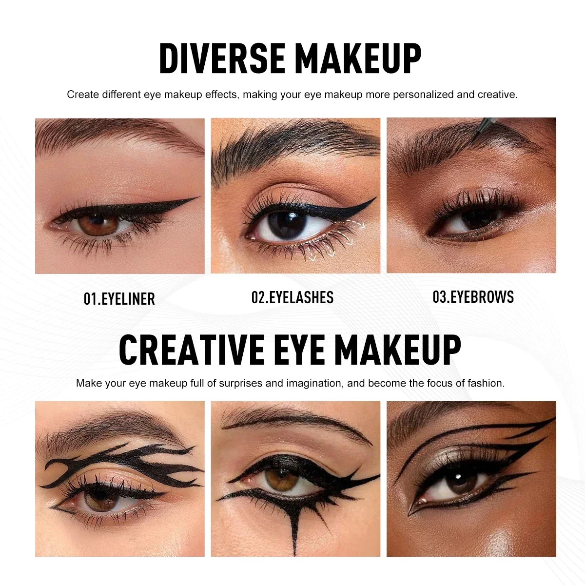 1 قطعة محدد عيون سائل متساوي الألوان، مقاوم للماء، يدوم طويلاً، طرف قلم نحيف، محدد عيون أسود وبني، هدية عيد الميلاد