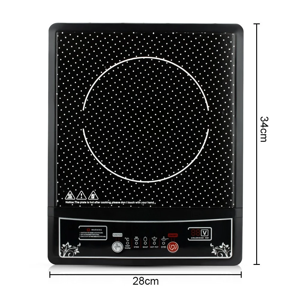 EU Spec 2000W Smart Induction Cooker Button Control Waterproof Ceramic Panel Multi Power for Home Cooking Hotpot