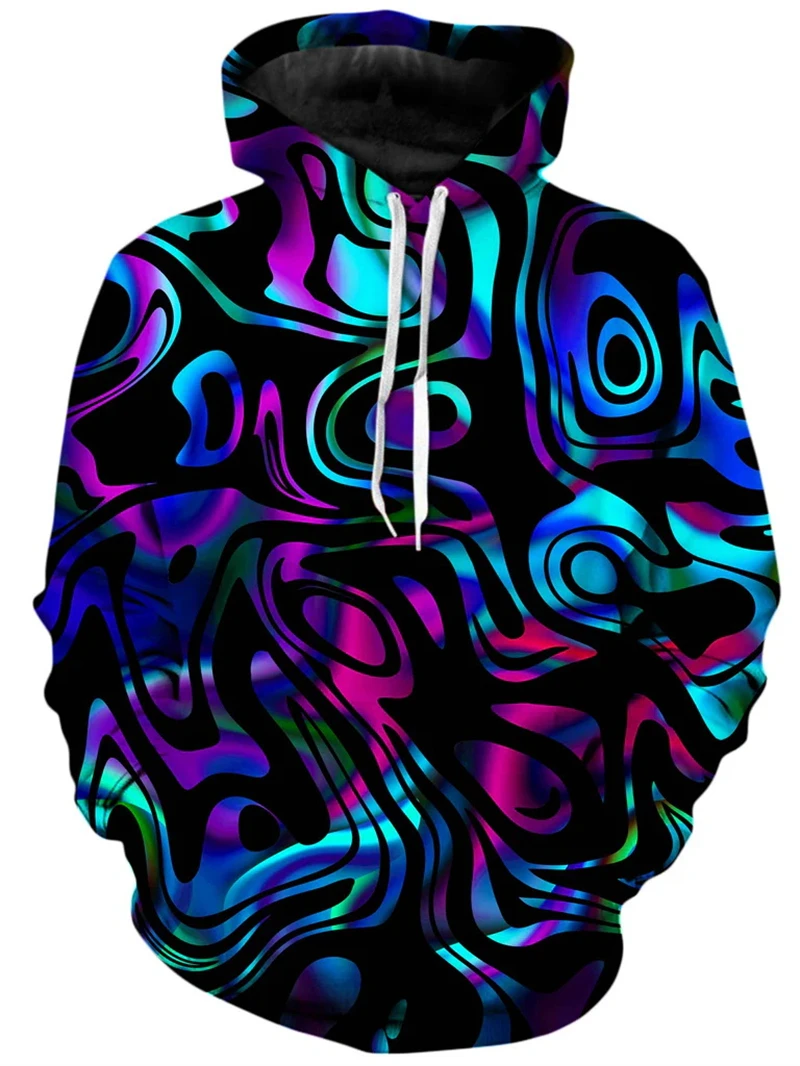 Felpa con cappuccio grafica New Illusion Swirl Felpa psichedelica colorata da uomo stampata in 3D Pullover alla moda unisex Felpe con cappuccio oversize da donna