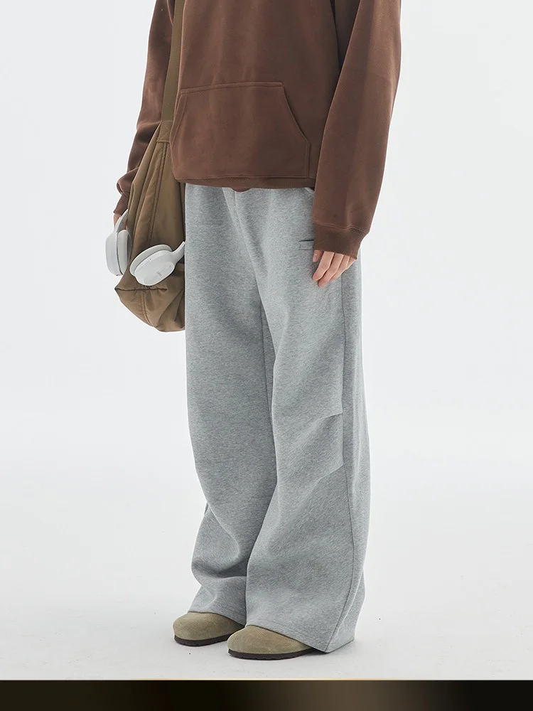 

NTED Men's Straight Leg Sweatpants Pure Color Pleated Loose Fit Autumn Casual Trousers Youthful Dync Sle Long Pants