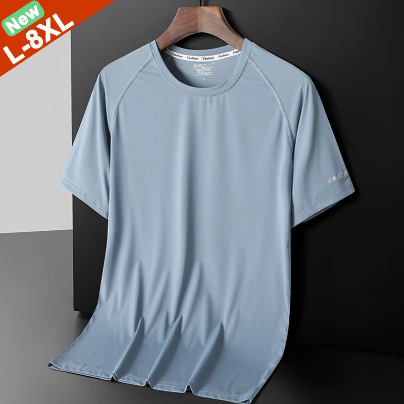 Plus Size 6XL 7XL 8XL Summer T-Shirts Men Clothing Male Tshirt Breathable Tee Shirts Fat Man Casual Trip Top Tees Raglan Sleeves