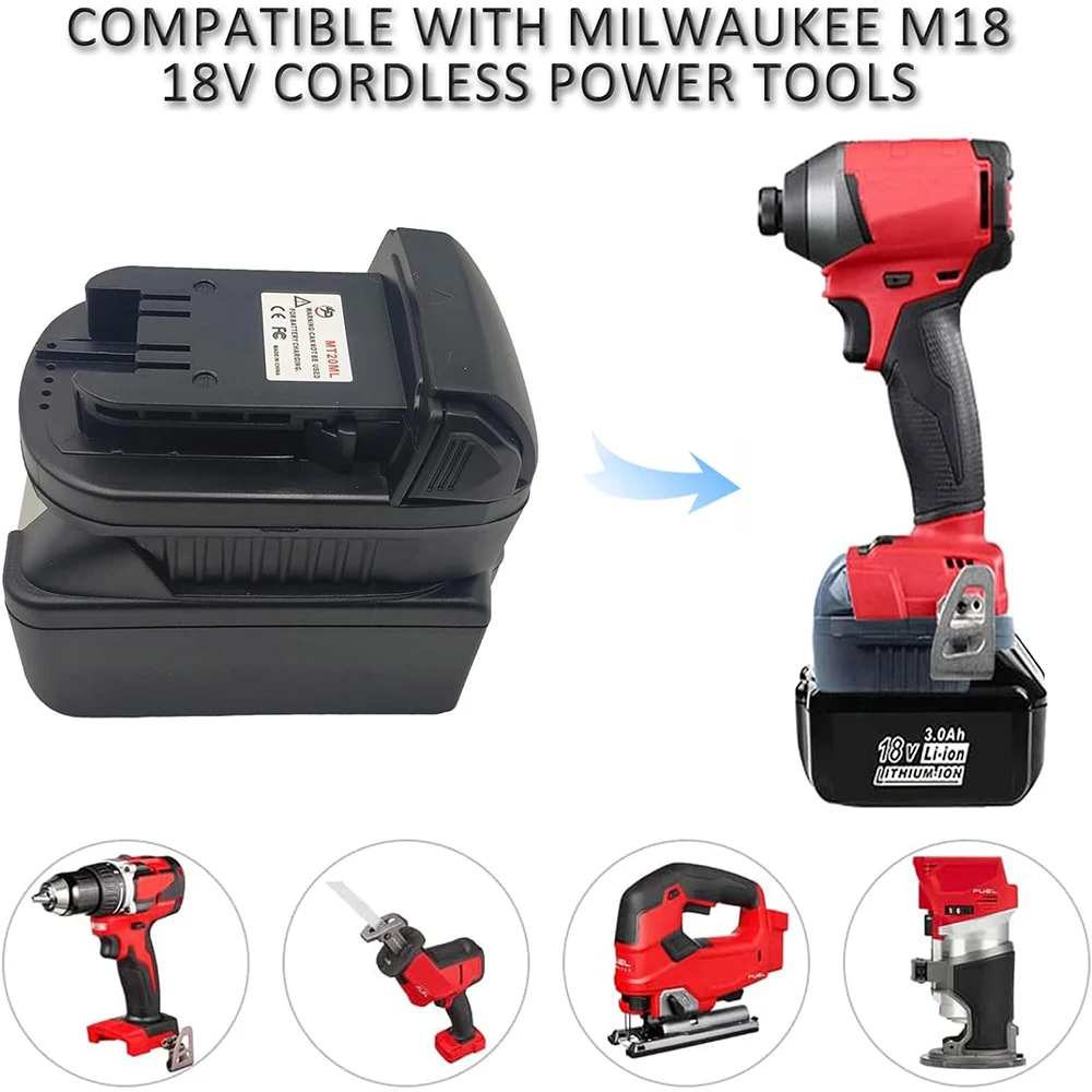 Imagem -06 - Adaptador de Bateria Makita Conversor de Bateria Milwaukee M18 Ferramentas 18v Mt20ml