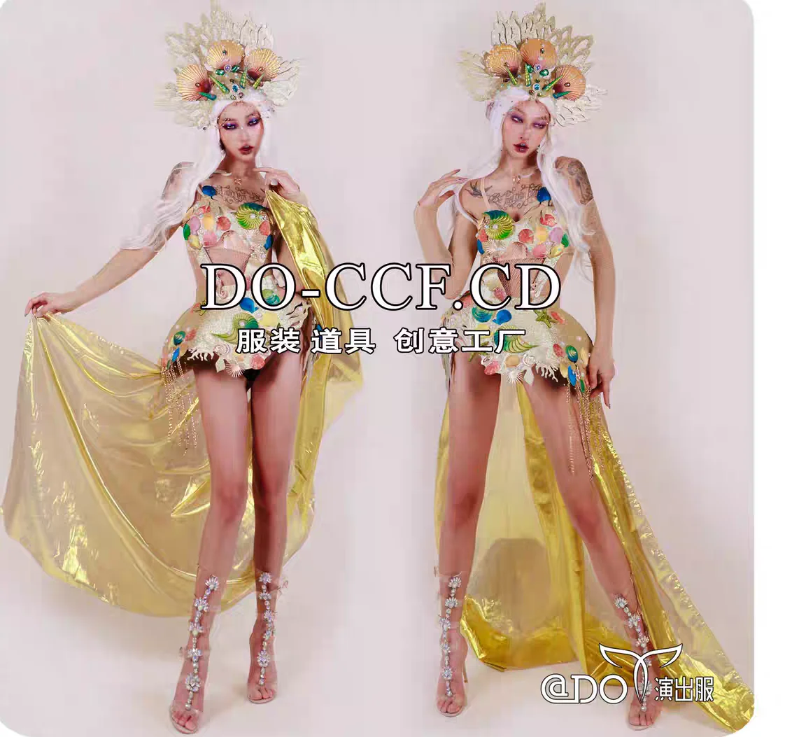 Jupe Sexy à Queue en Maille pour Femme, Tenue de Bar, Discothèque, Thème de Scène, Vêtements d'Ouverture de brev, Costume de Performance de Chanteur