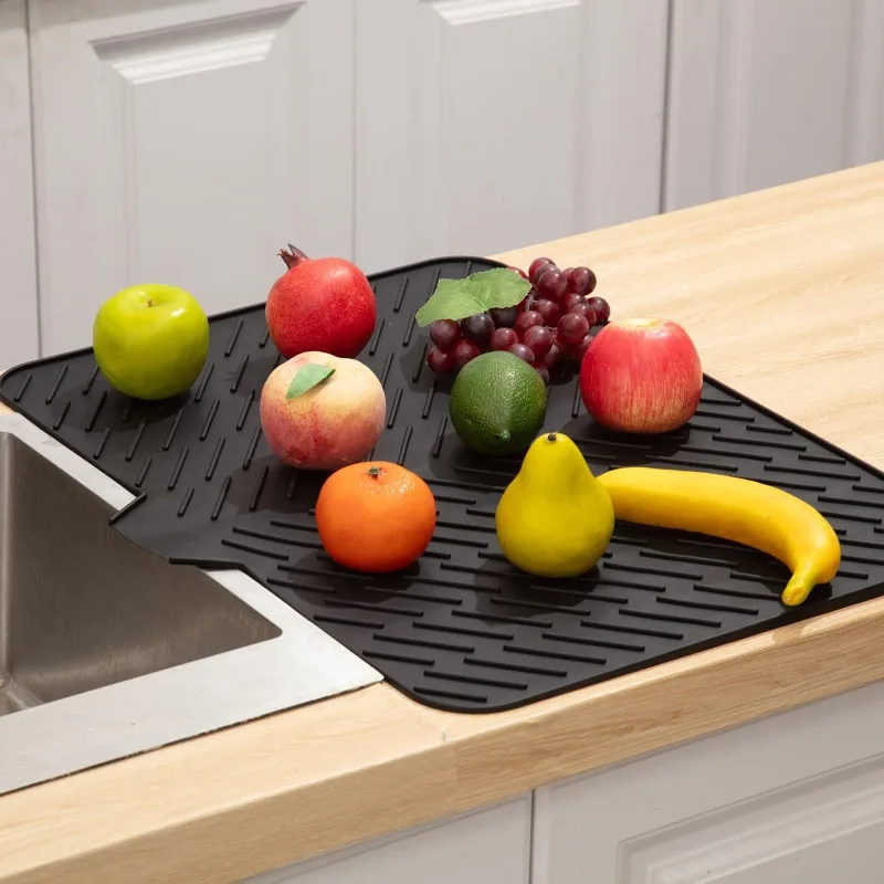 Sloped Silicone Drainage Mat Square Water Guide Tray Simple Bar Counter Picnic Kitchen Drip Accessory Kitchen Accessories