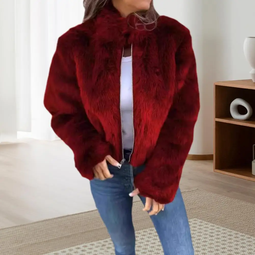 Wear Coat Luxurious Faux Fur Winter Jacket with High Collar Heat Retention for Women Elegant Style for Home Office or Club