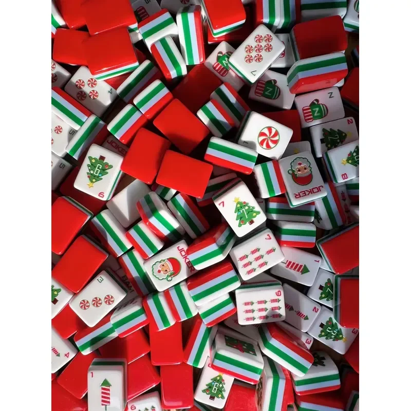 for Custom Four-tier Acrylic American Mahjong Set with 160 Tiles Christmas Red Design Luxurious High-end Gift