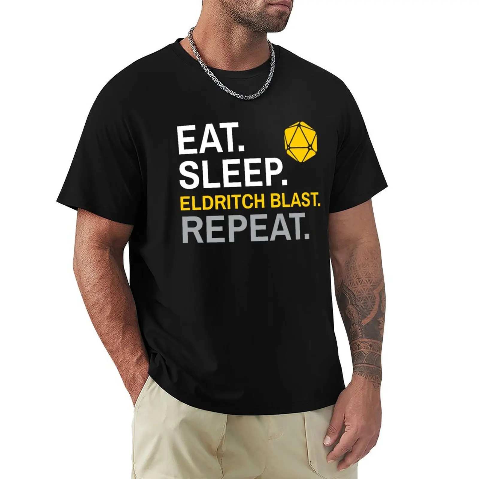 Camiseta D&D Warlock Eldritch Blast, camiseta casual macia de algodão de manga curta