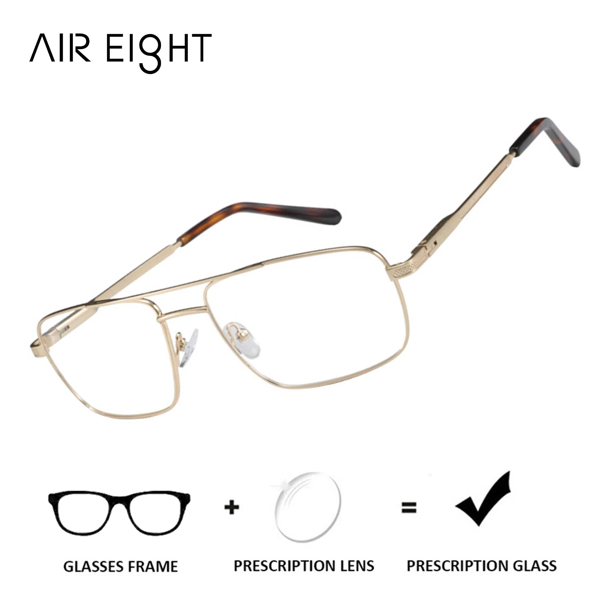 AIR EIGHT Progressive Pilot Prescription Glasses Men Metal Frame With Photochromic/Myopia Optical Correction Lenses