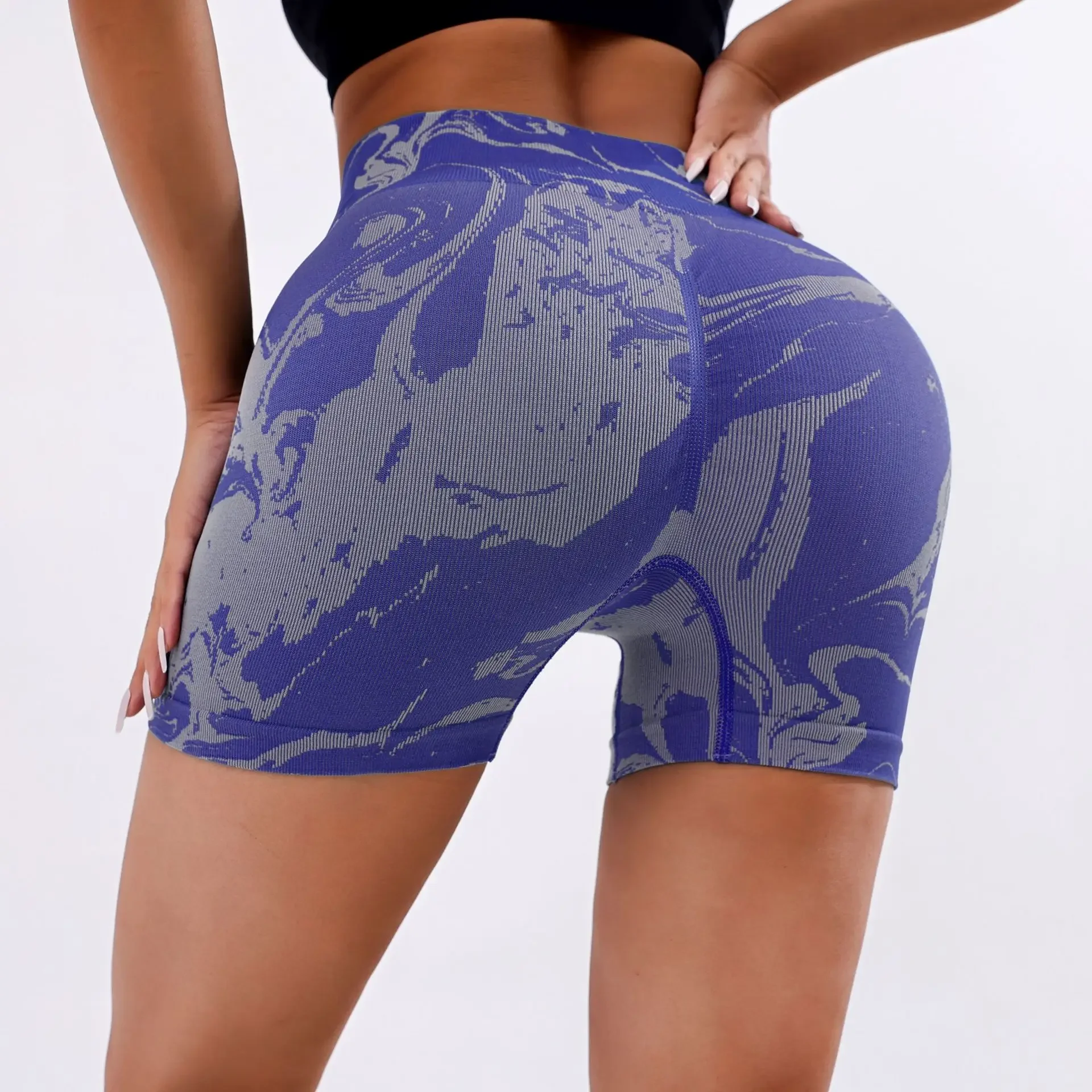 Pantalones cortos de Yoga estampados para mujer, mallas Push Up de cintura alta para gimnasio, ciclismo, trote, Fitness, ejercicio, mallas deportivas cortas