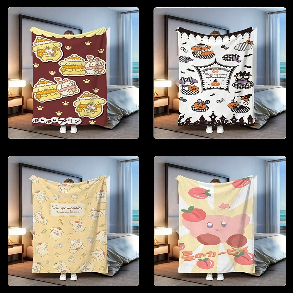 

Cute PomPomPurin Pattern Throw Blanket MultiPurpose for Living Room Bedroom Camping Travel