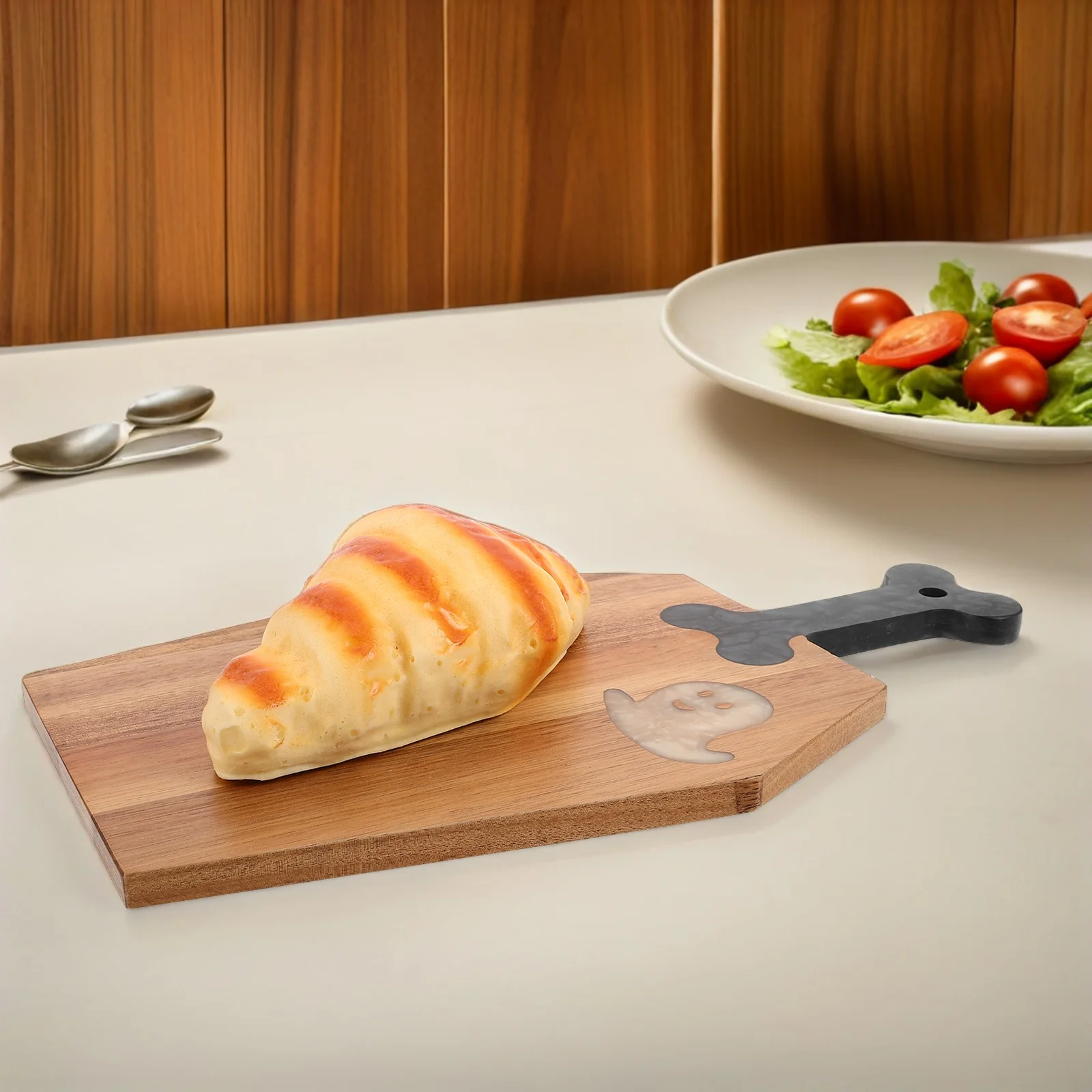 

Halloween Cutting Board Rustic Serving Platter Pizza Boards with Handle Wood Plate for Charcuterie Small
