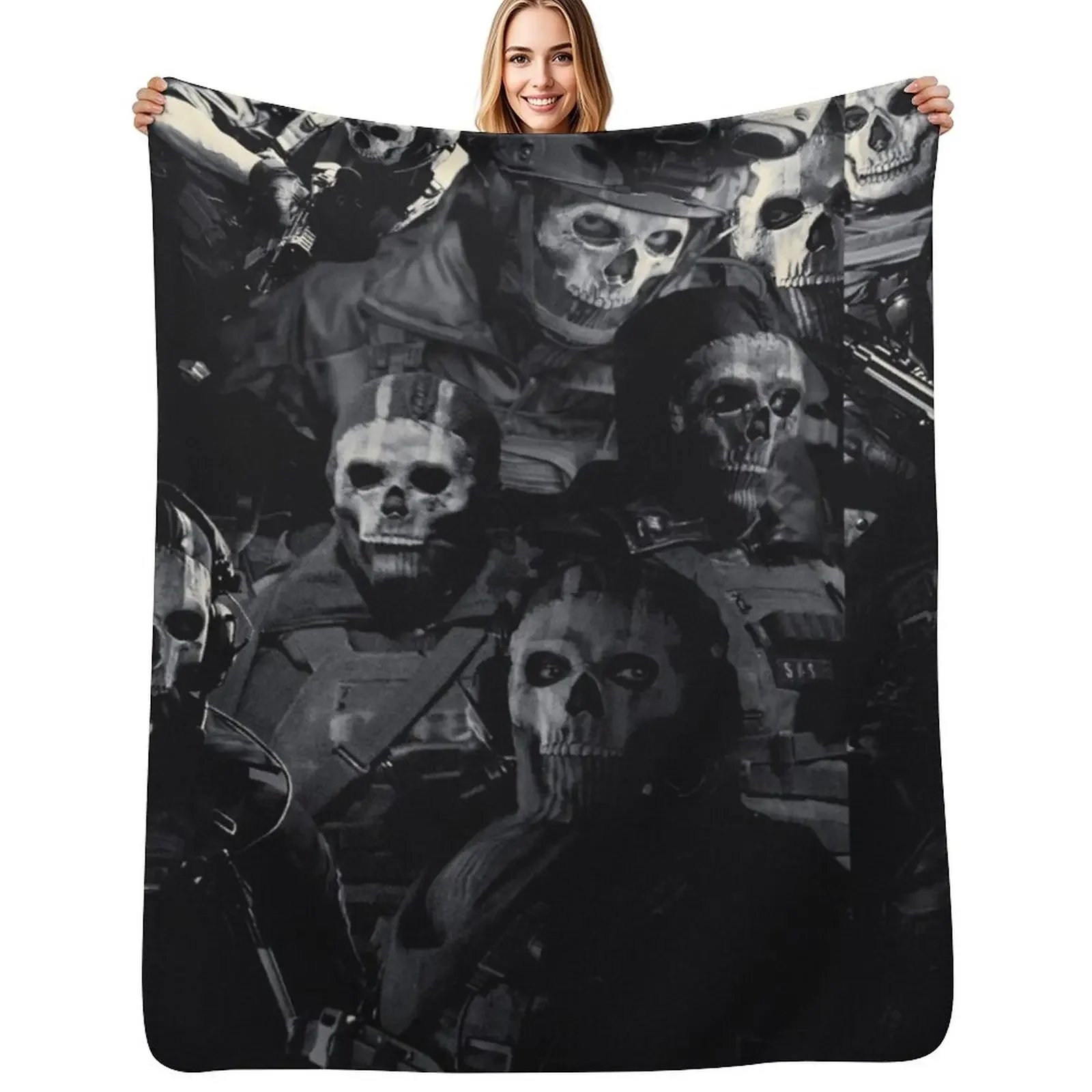 

Simon Ghost Riley Throw Blanket Camping for winter Flannels Softest Blanket