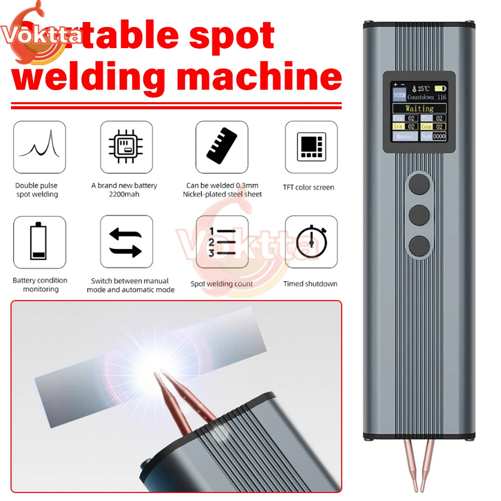 11 Gears Battery Spot Welder Adjustable Mini Portable Handheld Digital Display Spot Welding Machine Automatic Manual Upgraded H2