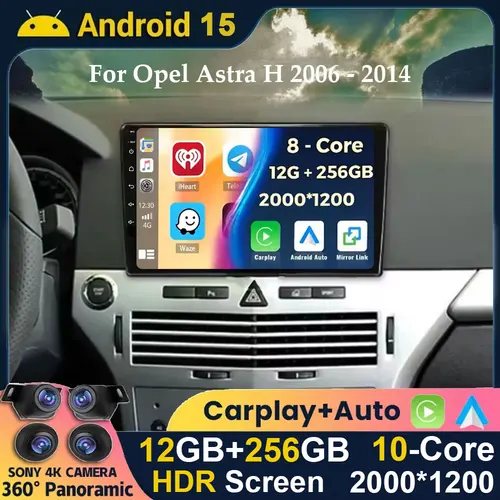 Android 15 QLED pantalla Carplay 4G GPS Radio de coche para Opel Astra H/Zafira B 2004 -2014 Wifi reproductor de vídeo Multimedia para coche navegación