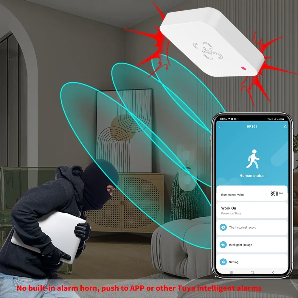 Tuya Zigbee أو WiFi مستشعر الوجود البشري MmWave كاشف الرادار مع مستشعر الإنارة لتطبيق الحياة الذكية استبدال مستشعر PIR