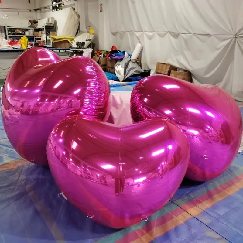Bola de PVC lisa en forma de corazón con espejo colorido redondo inflable para decoración de boda de Navidad al aire libre grande