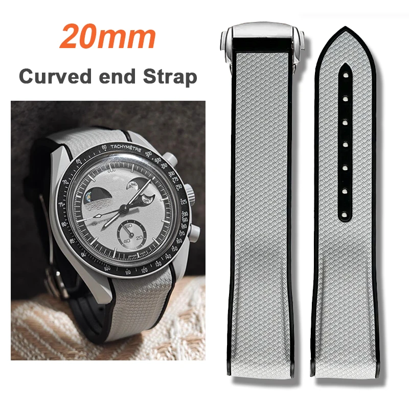 

Ремешок для Omega X Swatch Joint MoonSwatch, 20 мм, с изогнутым концом, из силиконовой резины, для Seamaster 300, водонепроницаемый, спортивный браслет для часов.
