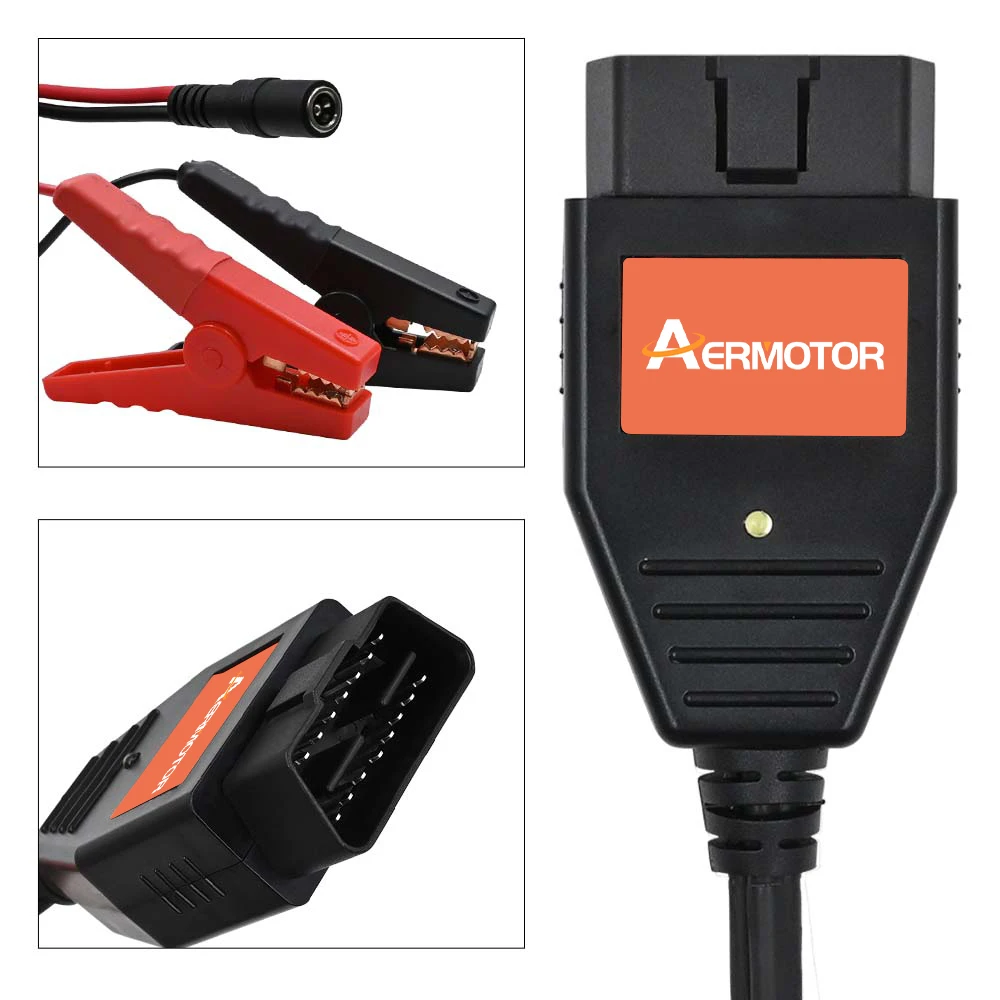 Aermotor Power Supply Tool Battery  Connectors Emergency Power For OBDII 2in1 Automotive Memory Protector