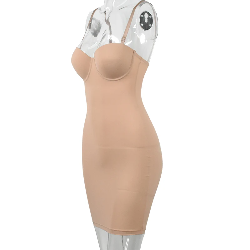 Frauen Stretch Gerade Kleid Mit Bügel Tasse Einfache Sexy Kleider Spaghetti Strap Rohr Bodycon einteiliges Bleistift Unterkleid – Detail 10