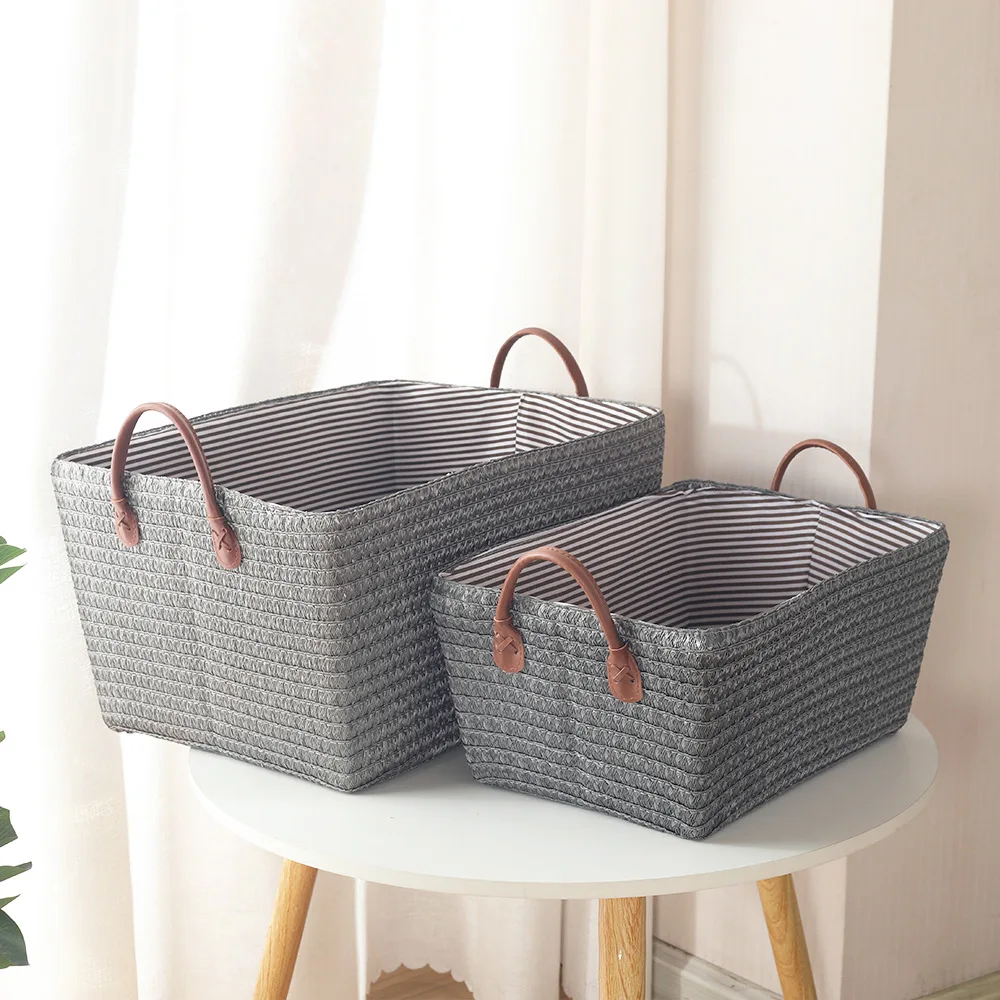 Household Japanese-style Foldable Rattan-like Woven Dirty Clothes Storage Basket Toy Tabletop Straw Basket for Snacks view 3