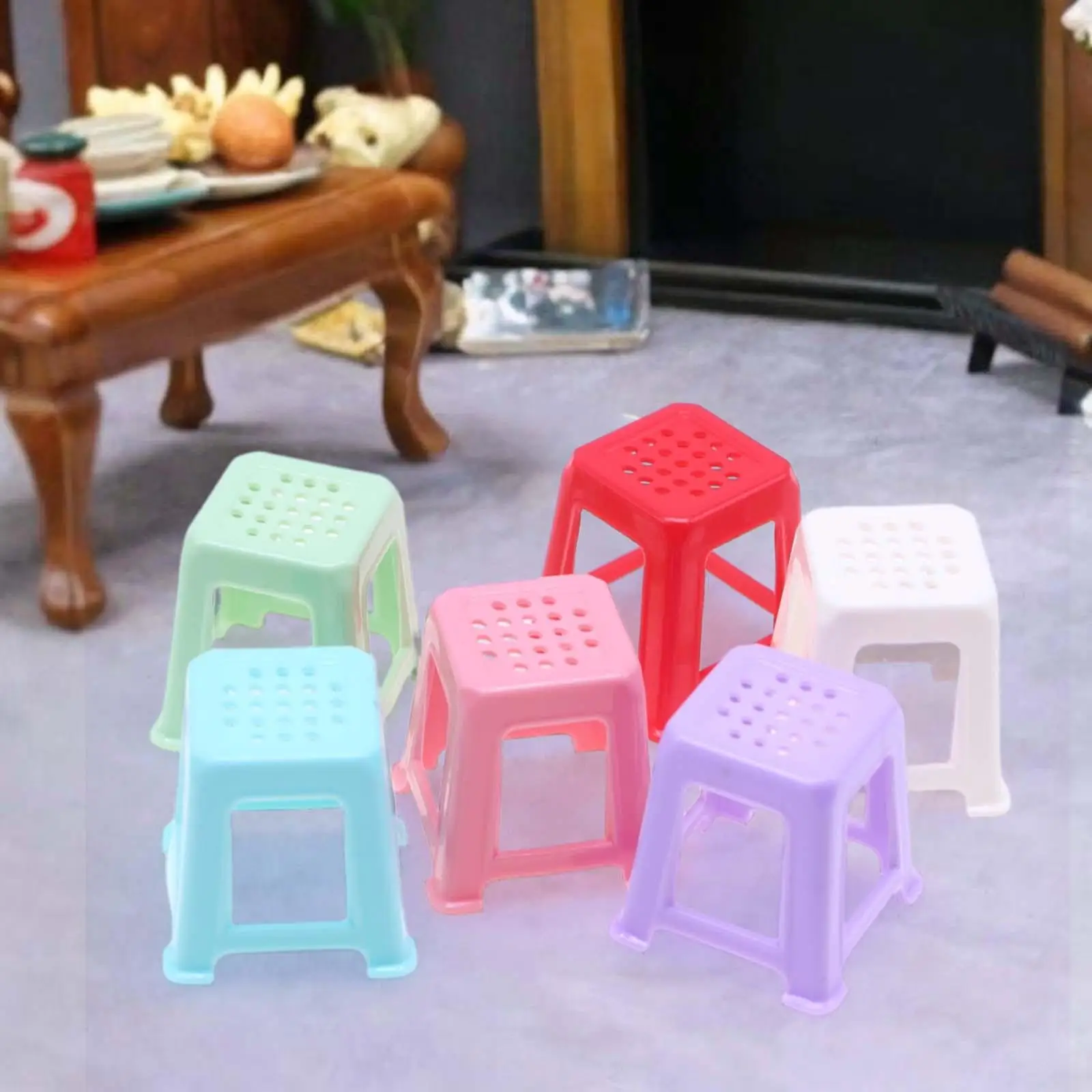 

6Pcs 1/12 Scale Dollhouse Chair Decoration Rustic Dollhouse Accessories Mini Furniture Chair for Micro Landscape Dollhouse Kids