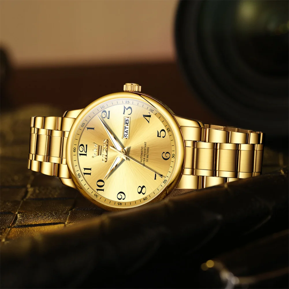 OLEVS 7072 Neue Herrenuhr Original Einfache Automatische Mechanische Uhr Wasserdicht Edelstahl Tag Datum Uhr Für Mann Geschenke