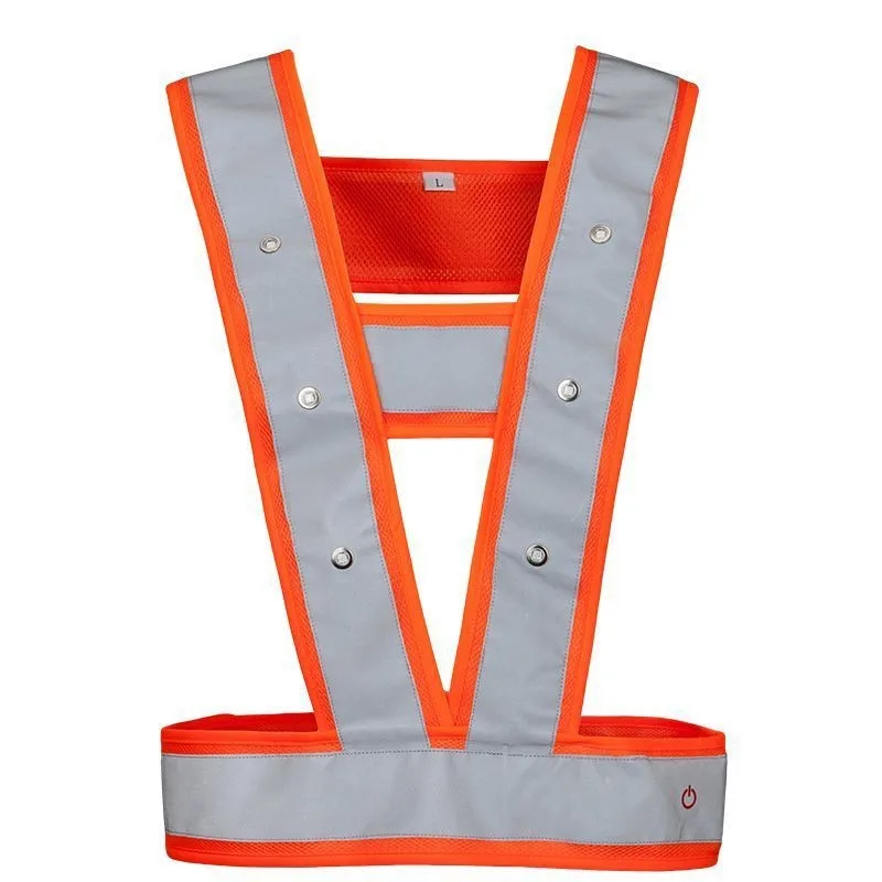 BA-C07 LED Luminous Vest Bright Reflective Strap Night Run Riding USB Charging Safety Warning Belt Luminous Work Clothes