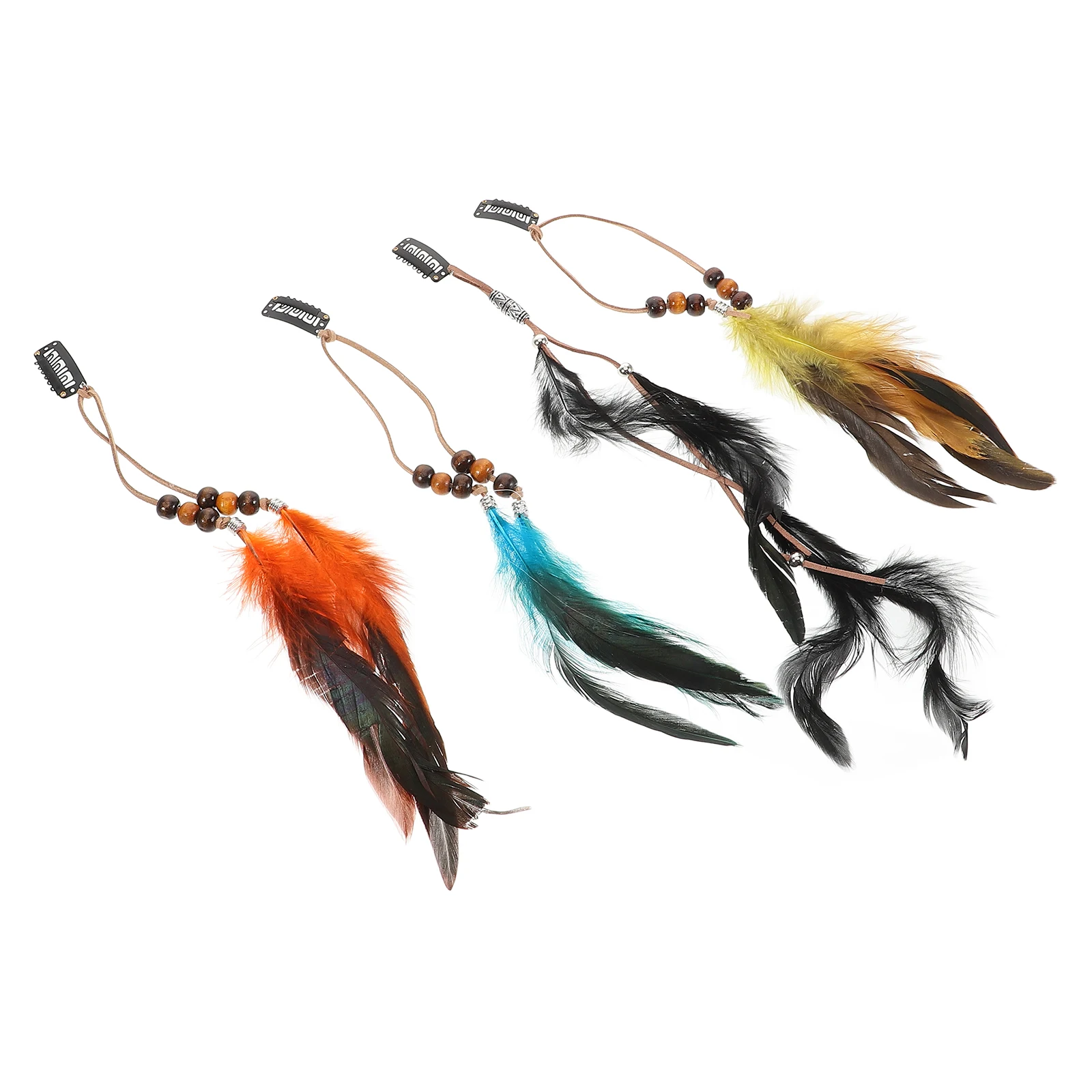 

4 Pcs Hair Clip Set Black Boho Vintage Tassel Earrings Girls DIY Decor Cowgirl Accessories Vacation Hairstyle