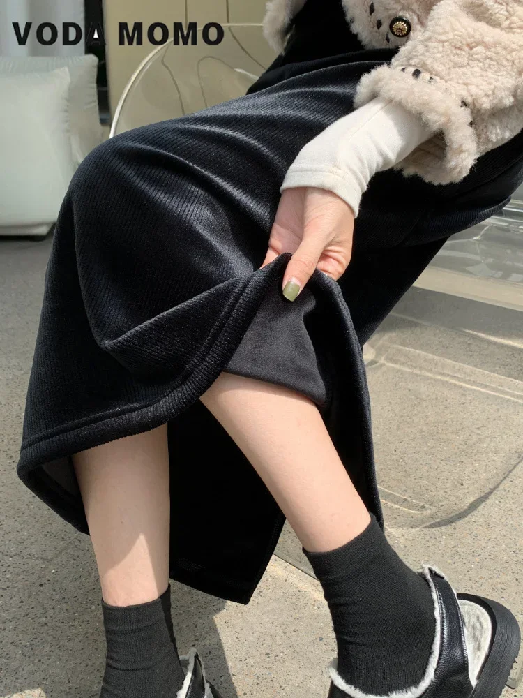 

Velvet Half Length Skirt For Women'S Winter New Plush Elastic Wrap Buttocks High Waist Mid Length Fishtail Skirt Solid Versatile