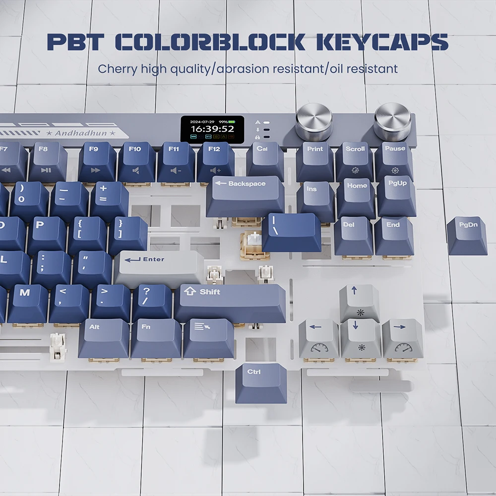 Imagem -05 - Royal Kludge Teclado Mecânico Wireless Bluetooth 2.4g Usb-c Junta Hot-swappable Teclado Gamer com Tela Tft a Cores M87 rk