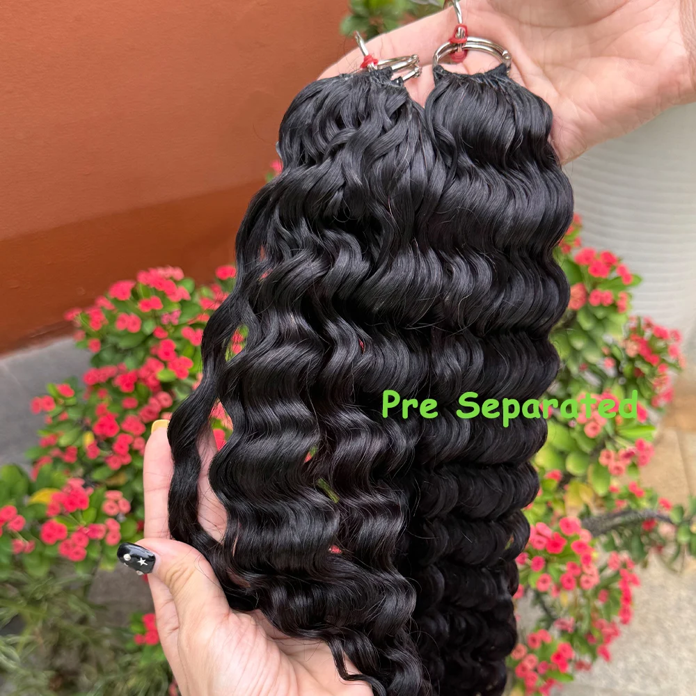 موجة عميقة ريشة الكروشيه الشعر عميق مجعد الشعر للمرأة قبل فصل 100 جرام/حزمة Knotless الكروشيه شعر مستعار بشري #4