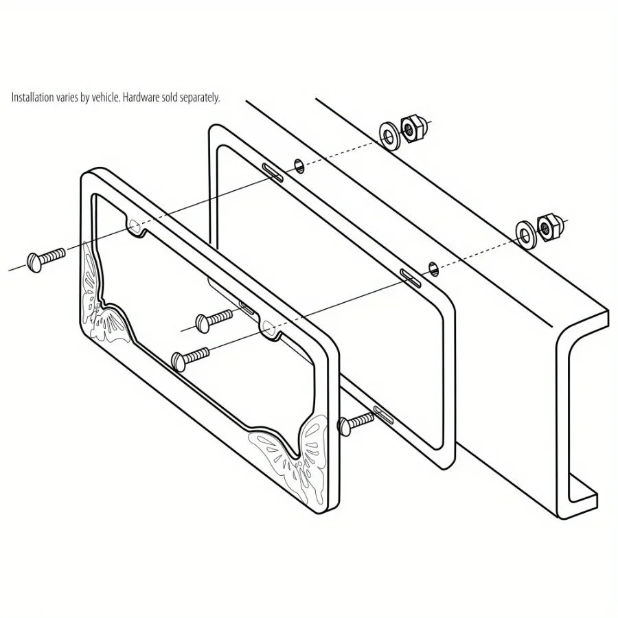 Universal Metal Black License Plate Frame - Butterfly Style, easy to install, weather resistant, long lasting durability.